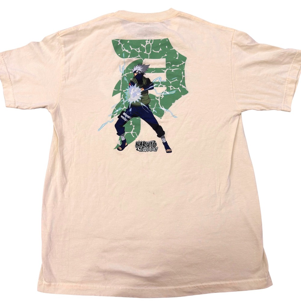 Primitive x Naruto Shippuden Kakashi Hatake Chidori Cream T-Shirt Large Anime